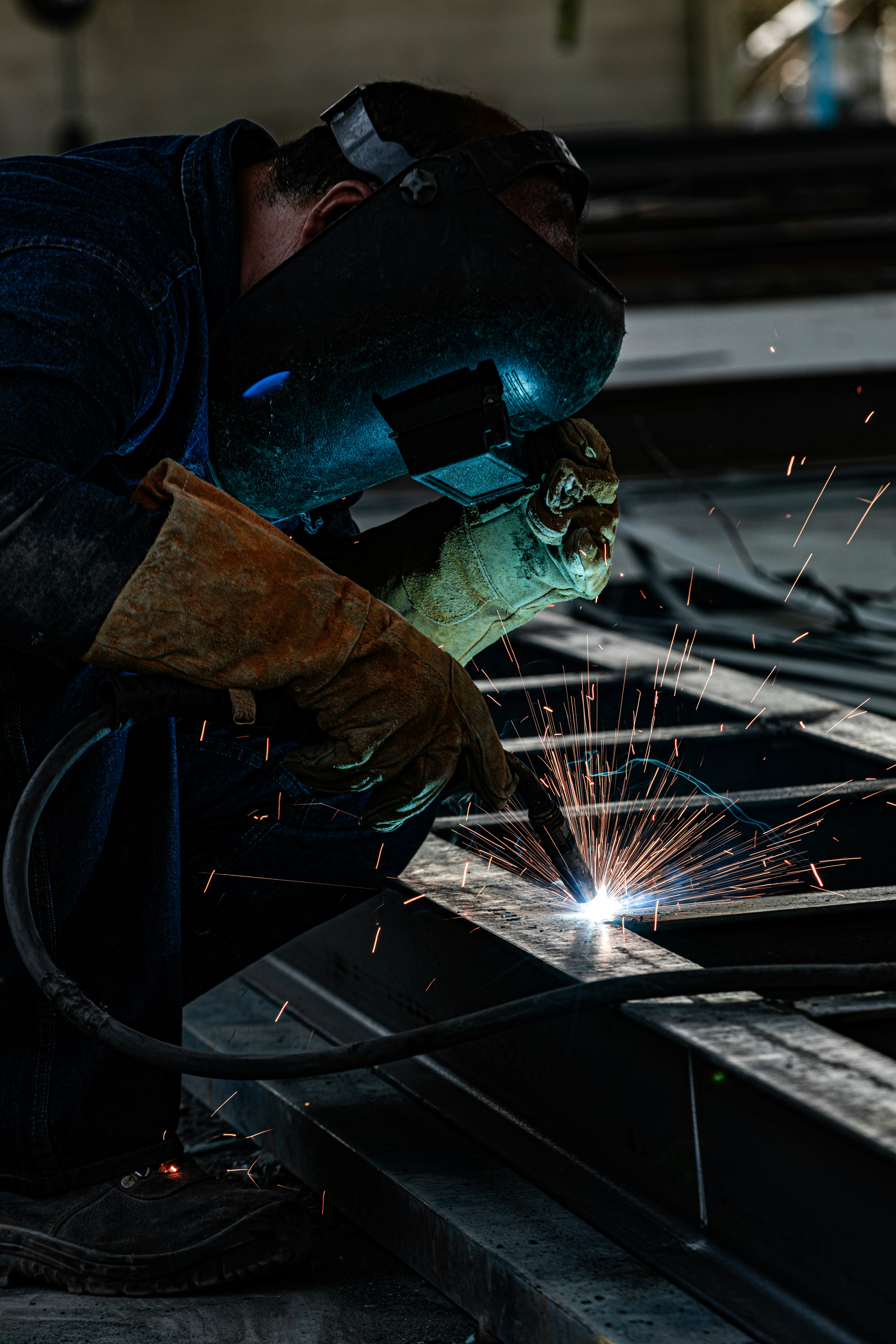 Close-up commercial photography of skilled welding work