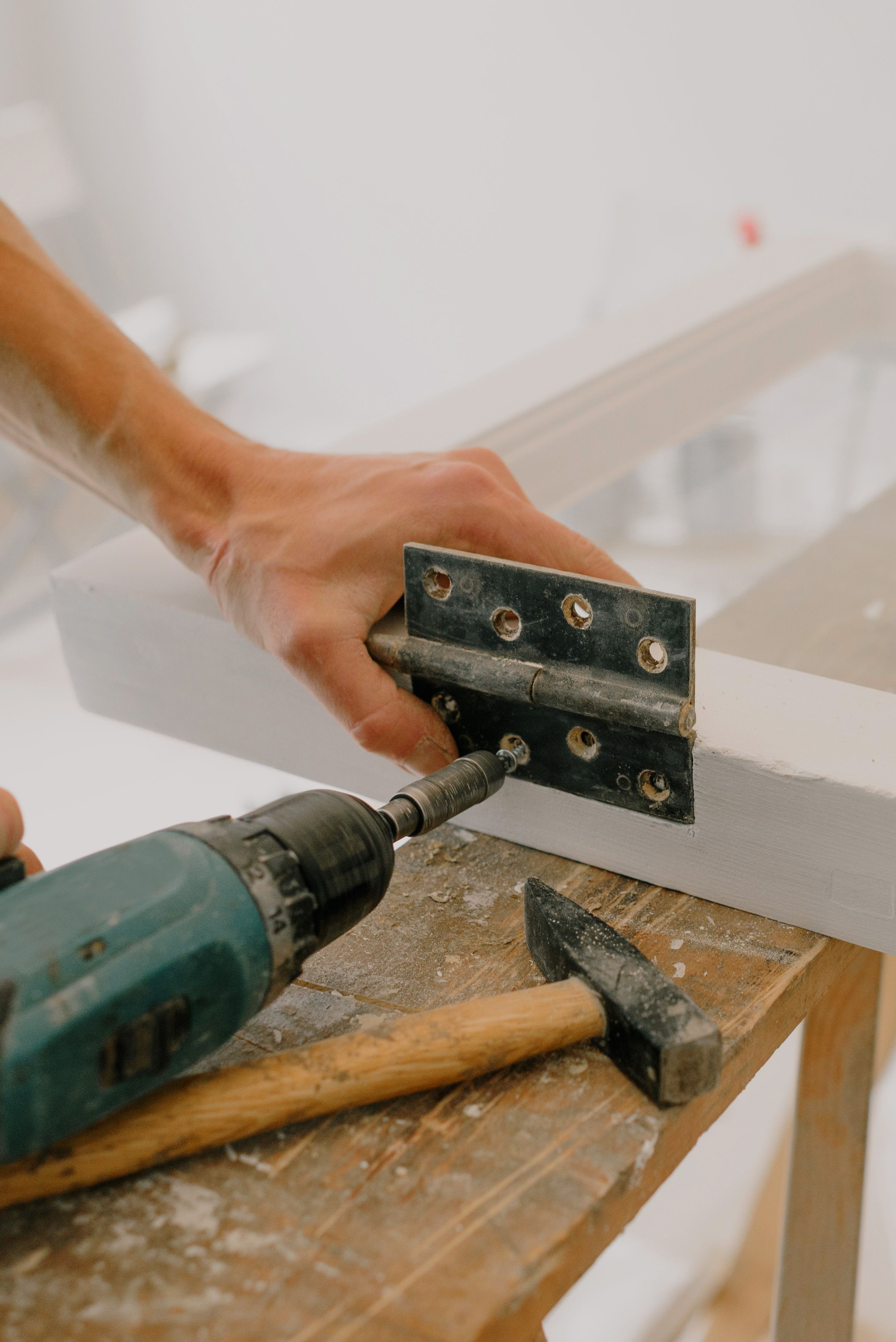 Close-up documentation of skilled construction work